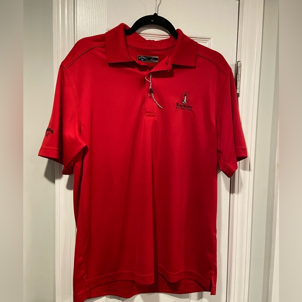 NWOT Calloway Size S Wentworh by the Sea Lighthouse Red Golf Polo Shirt